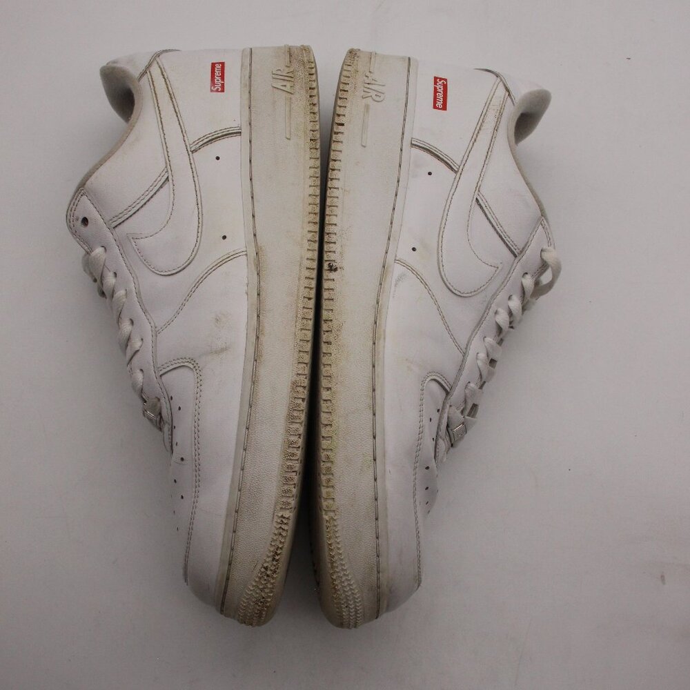 Nike Air Force 1 x Supreme Low Box Logo Men's Size 12 White Leather Sneaker - Picture 8 of 13